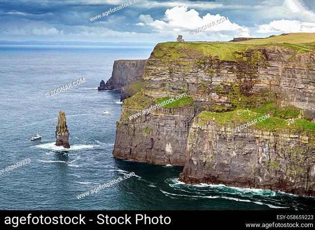 Cliffs of Moher are sea cliffs located at the southwestern edge of the Burren region in County Clare, Ireland