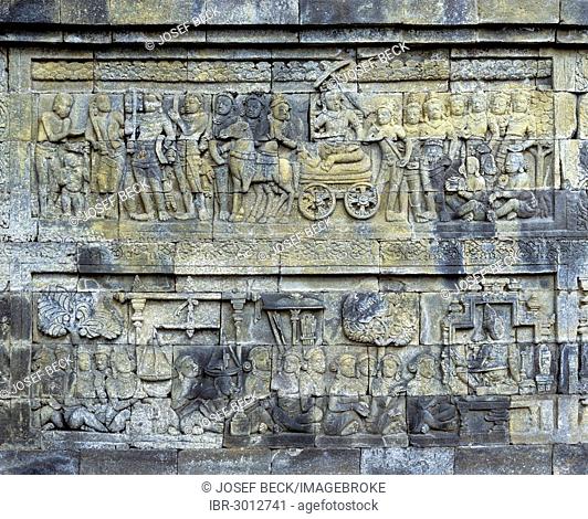 Wall relief of the temple complex of Borobudur, UNESCO World Cultural Heritage Site