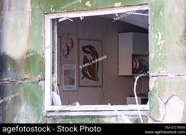 RUSSIA, NOVOSIBIRSK - FEBRUARY 10, 2023: Damage is pictured in an apartment building after a gas explosion. The 9 February 2023 gas blast caused a collapse of...