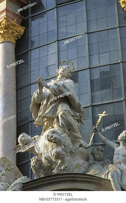 Germany, Upper Bavaria, Munich,  Asamkirche, portal, detail,  Saint figures Europe, Bavaria, Sendlinger street, church, parish church, Asa m church, 1733-50