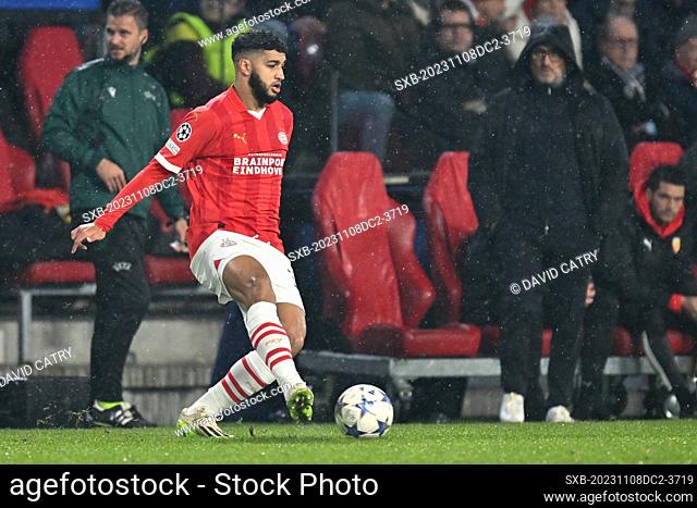 Ismael Saibari (34) of Eindhoven during the Uefa Champions League matchday 4 game in group B in the 2023-2024 season between PSV Eindhoven and Racing Club de...