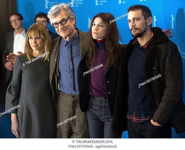 Canadian actor Marie-Josee Croze (L-R), director Wim Wenders, French actor Charlotte Gainsbourg, and US actor James Franco pose during a photocall for the film...