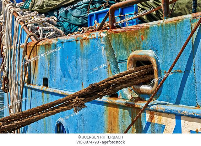 ropes and rust detail of Ship in harbour of Hout Bay, Cape Town, Western Cape, South Africa - Hout Bay, Cape Town, Western Cape, South Africa, 20/02/2013