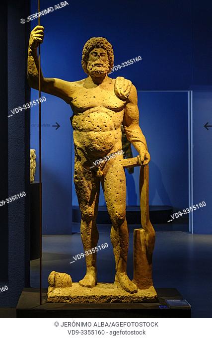 Sculpture of Jupiter discovered during archaeological excavations in Mézin. Roman rests room gallo Roman era, Musée d'Aquitaine, Aquitaine museum