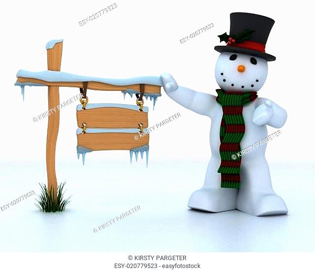 Snowman in hat and scarf