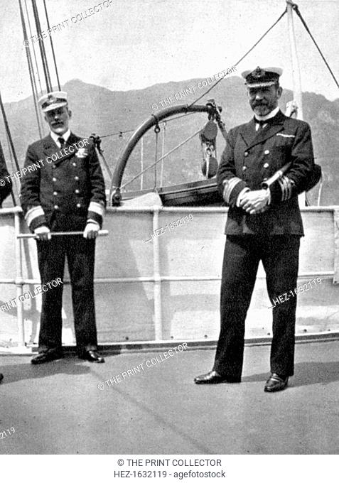 Commander Sir Archibald Milne (1855-1938) with Captain V Stanley, 1908. Milne served on the royal yachts for ten years, as senior officer from 1903 to 1905