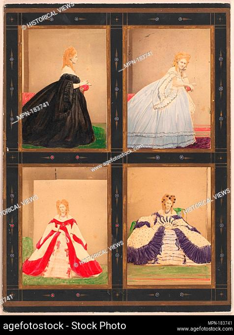 [Variations on the Elvira Dress]. Artist: Pierre-Louis Pierson (French, 1822-1913); Artist: Painted and retouched by Unknown (French); Person in Photograph:...