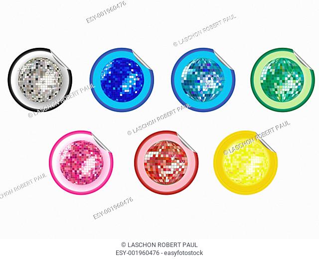 colored disco ball stickers collection