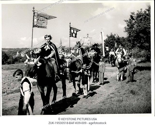 May 18, 1953 - St. Gangolf's Pilgrimage and Ride in Neudenau. As may be followed back in historical sources the farmers of Neudenau are riding out for centuries