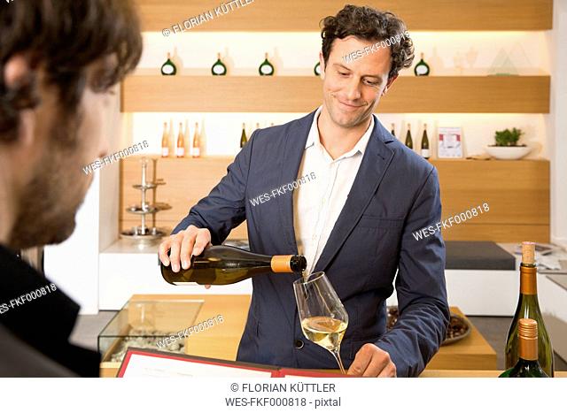 Wine tasting in a shop