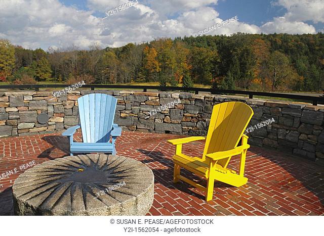 Chairs outside at the Vermont Welcome Center, Guilford, Vermont, United States