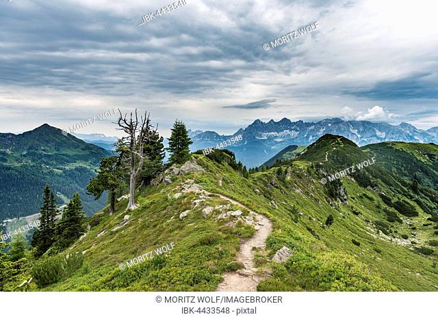 Hiking trail on ridge, mountains, Schladming Tauern, Schladming, Styria, Austria