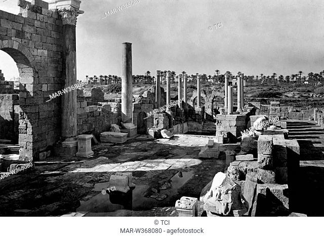 africa, libya, filthy hall, view of the ruins, 1910-20