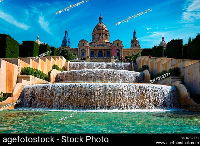 Magic Fountain of Montjuic and Palau Nacional, Barcelona, Spain, Europe