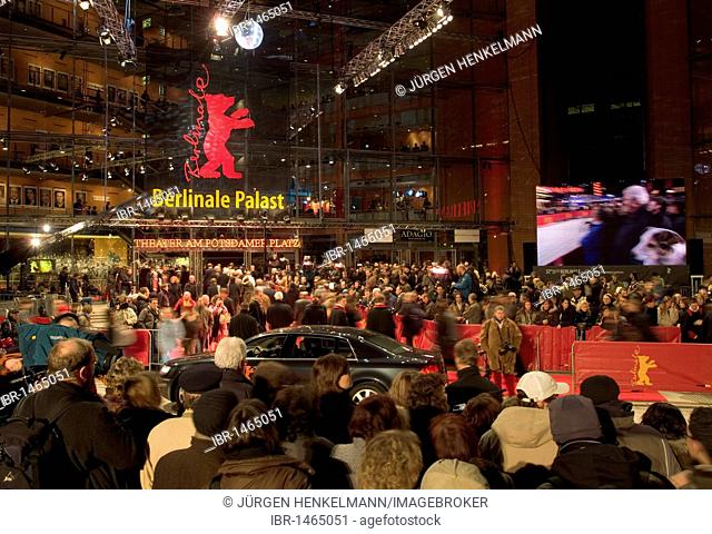 Red carpet at the Berlinale or Berlin Film Festival, Berlinale Palast musical theater on Potsdamer Platz square, Tiergarten, Berlin, Germany, Europe