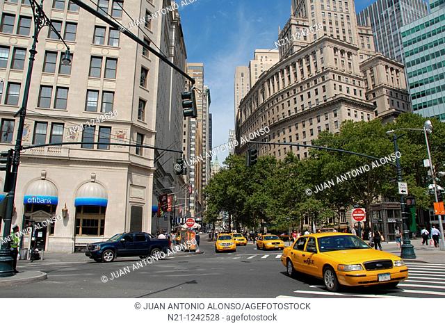 Broadway at Battery Place , Financial District, Downtown Manhattan, New York, New York. USA