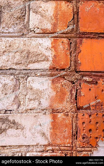 Old wall with bricks, house facade, wallpaper