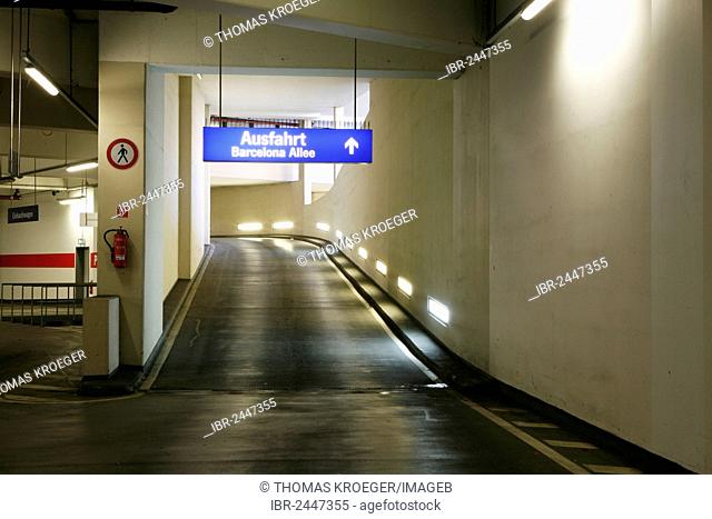 Exit of an underground car park, Koeln-Arcaden shopping centre, Cologne-Kalk, North Rhine-Westphalia, Germany, Europe