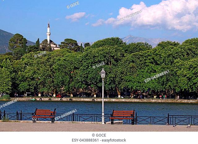 Ioannina lake and mosque Greece