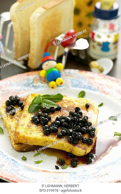 French toast with blueberry syrup