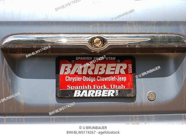 funny licence plate, Barber, USA, Utah