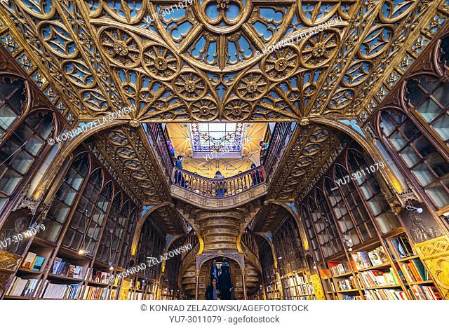 Decorations of one of the most famous bookstores in the world - Livraria Lello in Porto city in Portugal