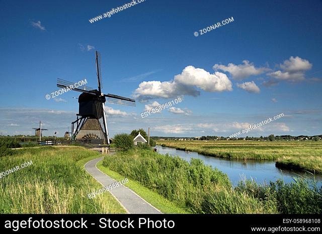 Museum windmill Blokweer is one of the worldfamous windmills from Kinderdijk and part of the Unesco heritage site close to the city of Rotterdam