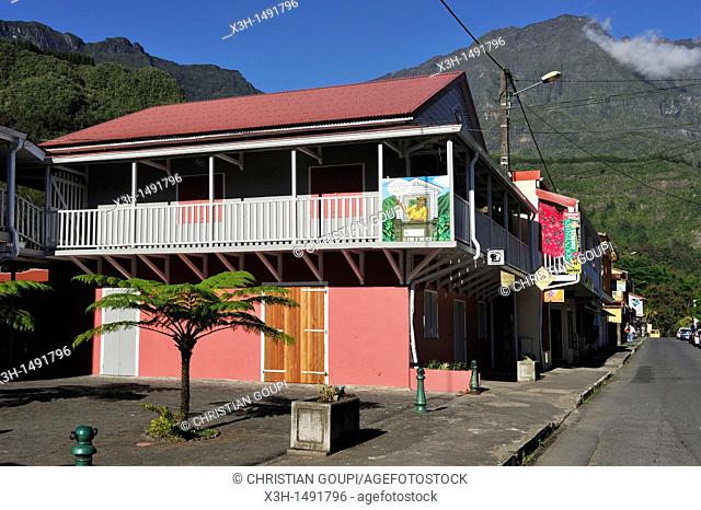 main street of Hell-Bourg, Cirque de Salazie, Reunion island, overseas departement of France, Indian Ocean