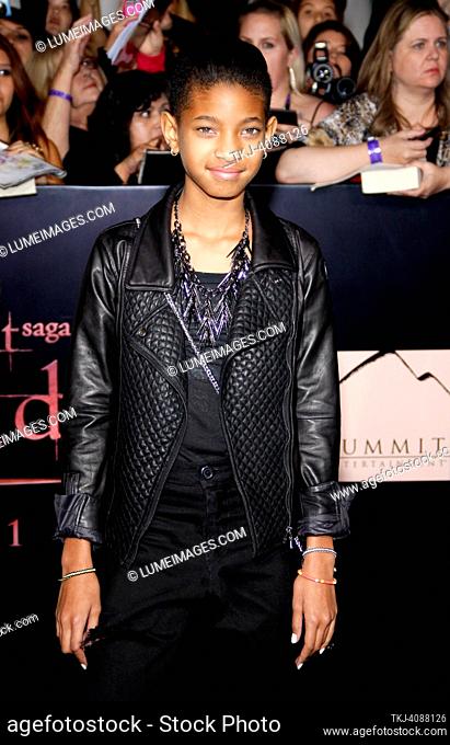 Willow Smith at the Los Angeles premiere of 'The Twilight Saga: Breaking Dawn Part 1' held at the Nokia Theatre L.A. Live in Los Angeles on November 14, 2011