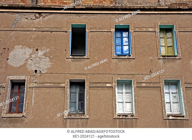 windows, residential building, Martorell, Catalonia, Spain