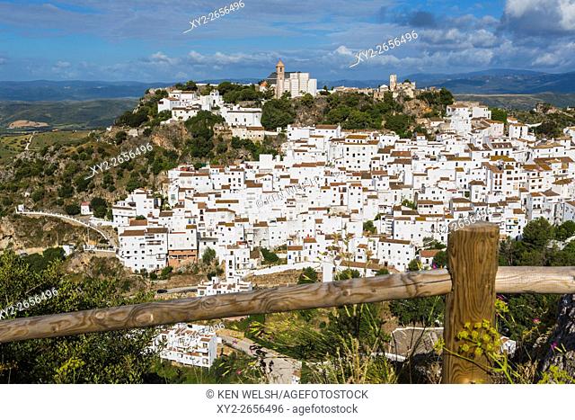 Casares, Malaga Province, Andalusia, southern Spain. Typical whitewashed mountain town a short distance inland from the Costa del Sol