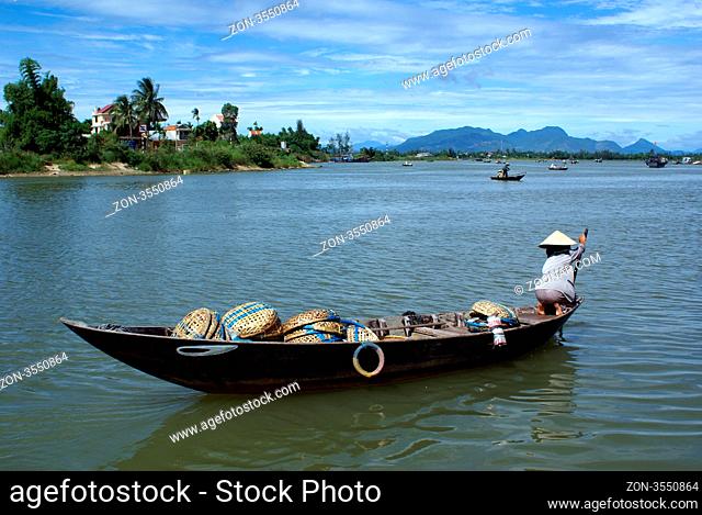 Boat on the river in Hoi An, central Vietnam