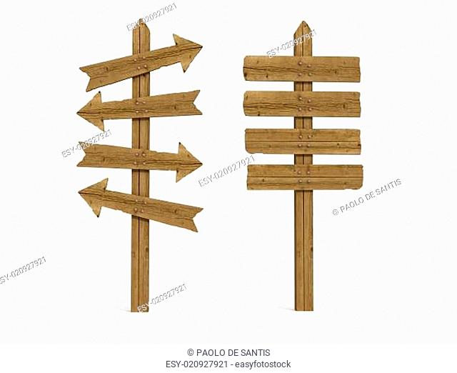 two old wooden sign post