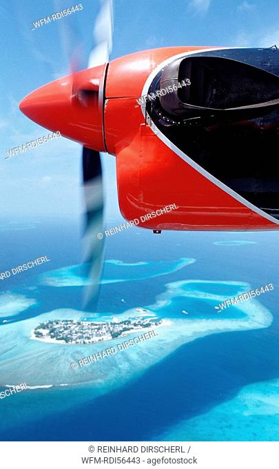 Aerial View of Maldives Islands, Indian Ocean, South-Male Atoll, Dhigufinolhu, Veligandu, Bodu Huraa, Maldives
