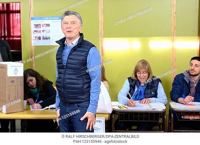 Mauricio Macri, President of Argentina, gives his vote at the presidential primaries in a polling station in Buenos Aires