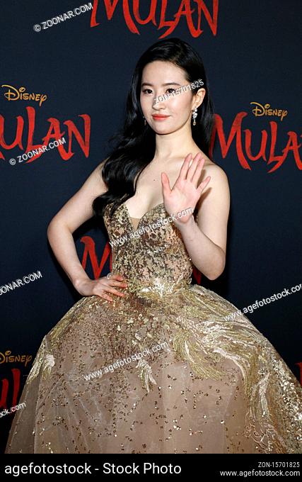 Yifei Liu at the World premiere of Disney's 'Mulan' held at the Dolby Theatre in Hollywood, USA on March 9, 2020
