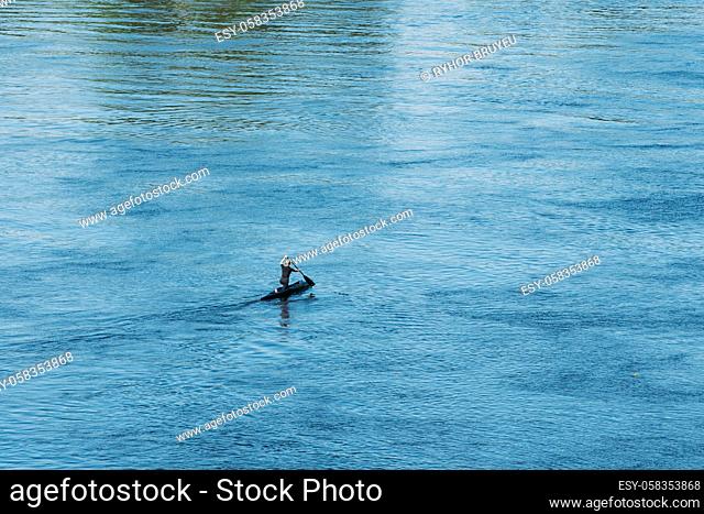 Polotsk, Belarus. People Training On Kayak In River, Training