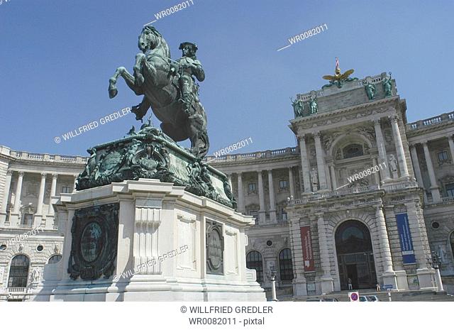Hofburg with prince Eugen monument at the Heldenplatz