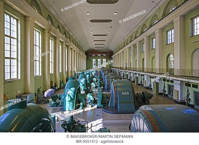 Machine hall of the Walchensee Power Plant, Kochel am See, Upper Bavaria, Bavaria, Germany, Europe