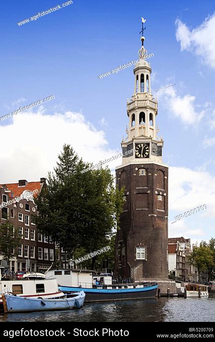 The Montelbaanstoren Tower, Waalseilandsgracht, Amsterdam, Holland, Netherlands