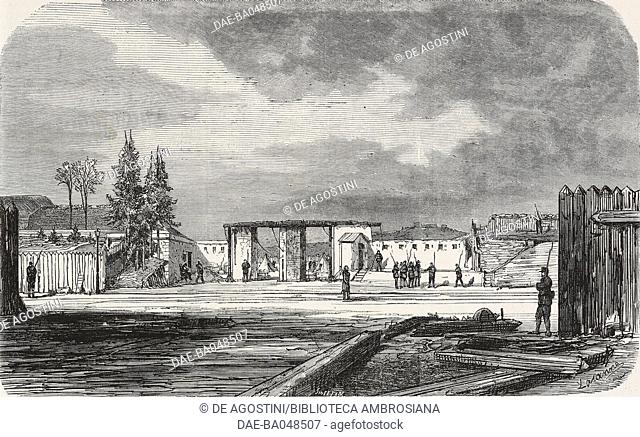 Access gate to avenue Uhirch (now avenue Foch), Siege of Paris, France, Franco-Prussian War, illustration from the magazine L'Illustration, Journal Universel