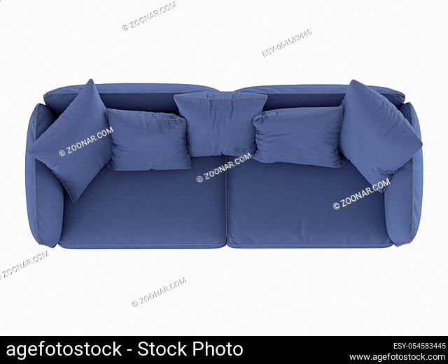 Blue soft sofa with cushions