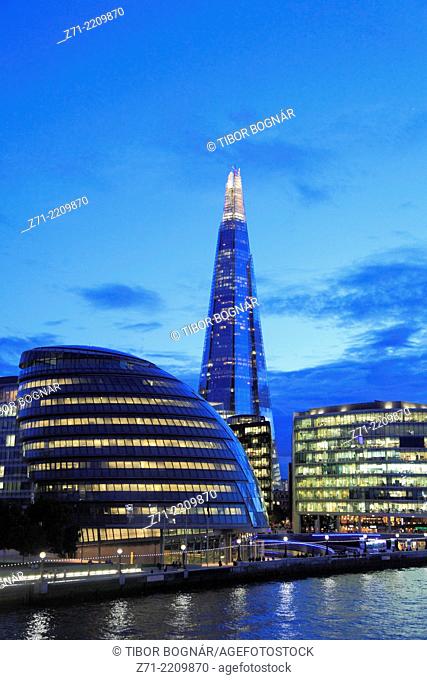 UK, England, London, City Hall, The Shard, skyline,