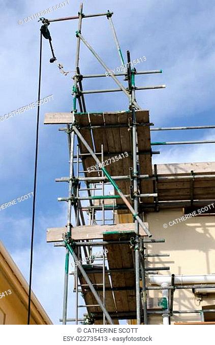Scaffolding on residential house