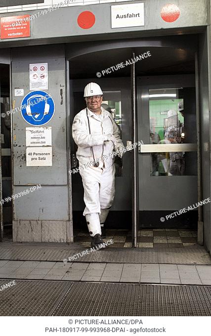 17 September 2018, North Rhine-Westphalia, Bottrop: Armin Laschet (CDU), Prime Minister of North Rhine-Westphalia after his underground tour out of the colliery