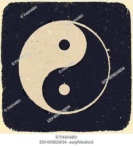 Grunge yin yang symbol background. Vector illustration, EPS10