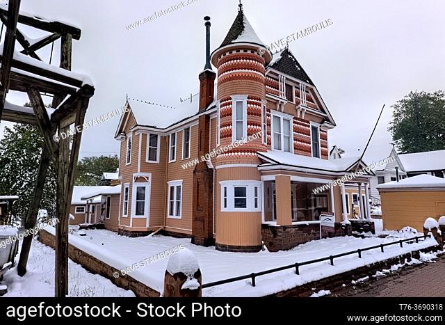 Chamber of Commerce building in winter, Leadville, Colorado, USA