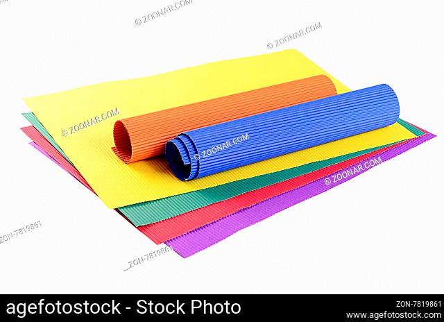 Set color crepe paper isolated on white