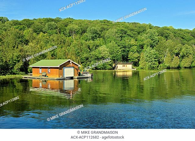 Boathouses on Lake Rosseau, Near Rosseau, Ontario, Canada