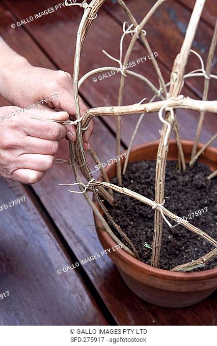 Attaching plant supports to a flowerpot